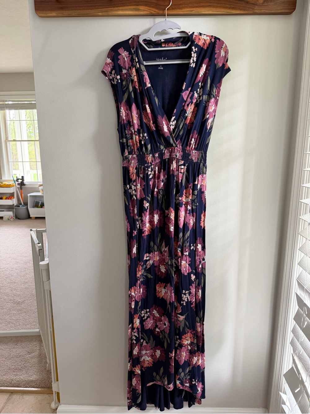 Isabel Maternity by Ingrid & Isabel Navy Maxi Dress with Pink Floral Print